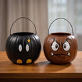 Super Mario Goomba or Bomb Plastic Pumpkin Bucket – Custom Trick-or-Treat Candy Pail for Halloween Costume